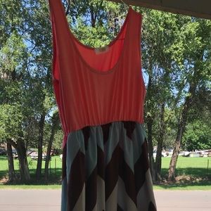 Peach Chevron Multi Colored Sun Dress